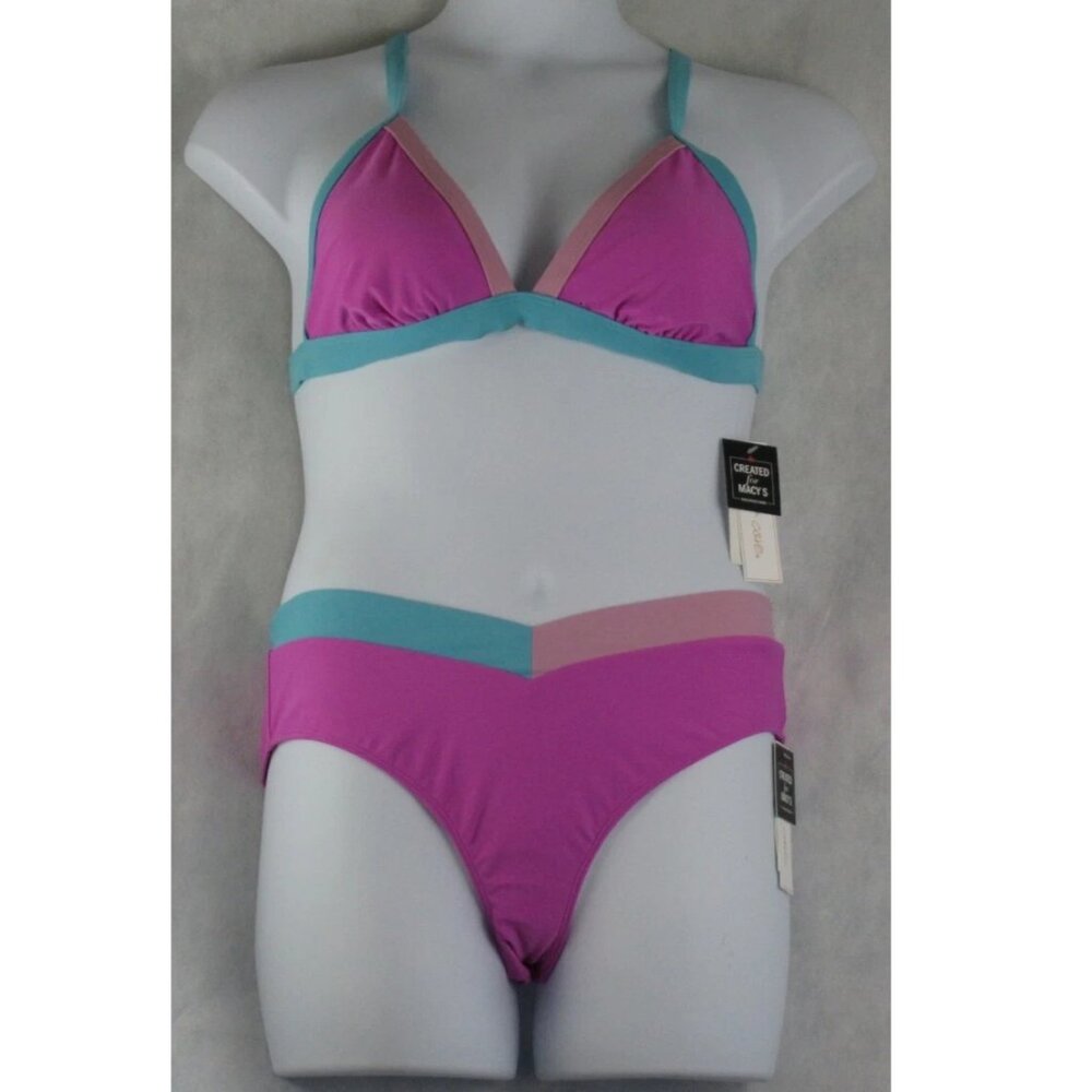 NWT Salt + Cove Juniors 2-Piece Triangle Bikini Swimsuit Set, Orchid Multi